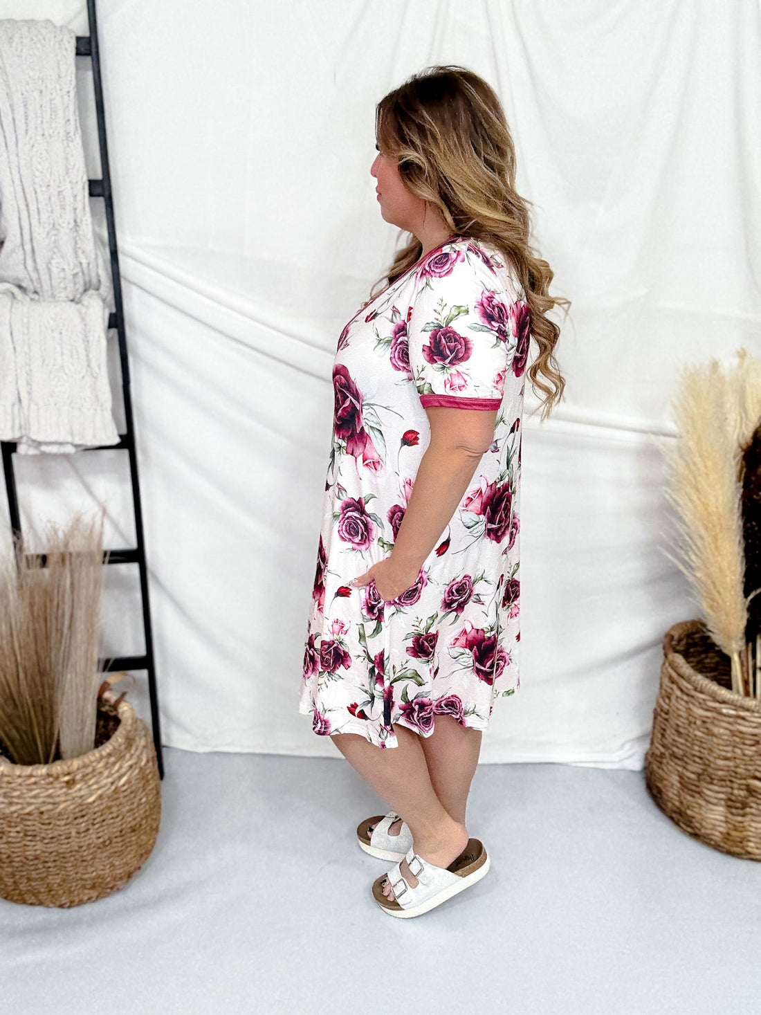 Mauve Rose Print Loungewear Night Dress - Whiskey Skies - SHIRLEY & STONE