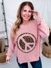 Mauve Thermal Pullover With Leopard Print Peace Patch - Whiskey Skies - EASEL