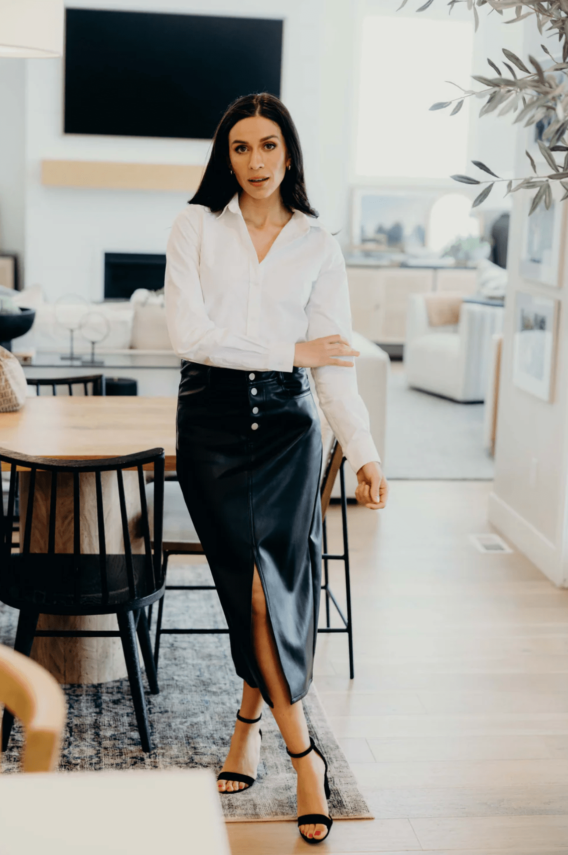 Maxi Skirt In Black Leather - Whiskey Skies - MIKAROSE