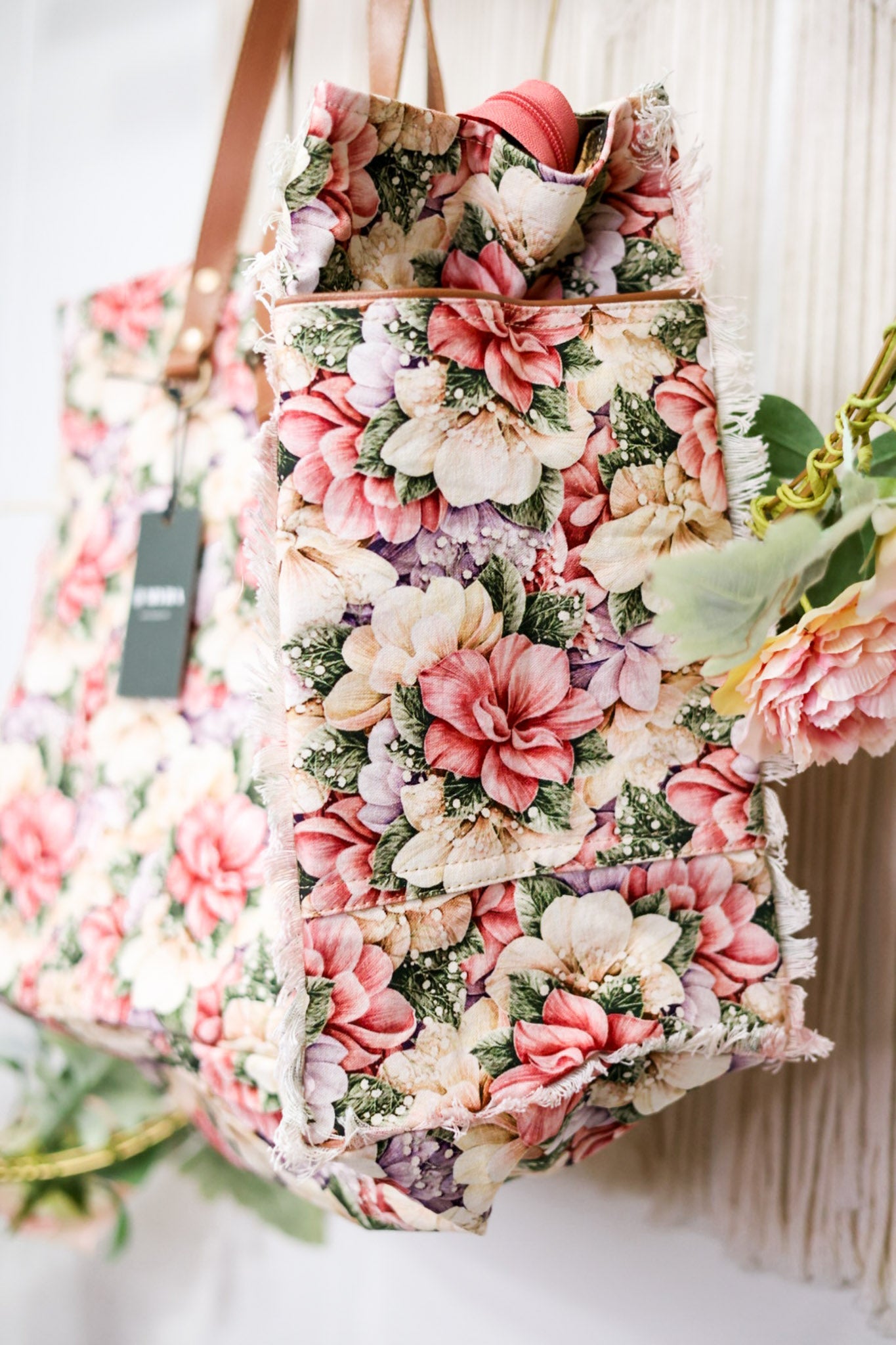 Meadow Crest Floral Canvas Weekender Bag - Whiskey Skies - MYRA BAGS