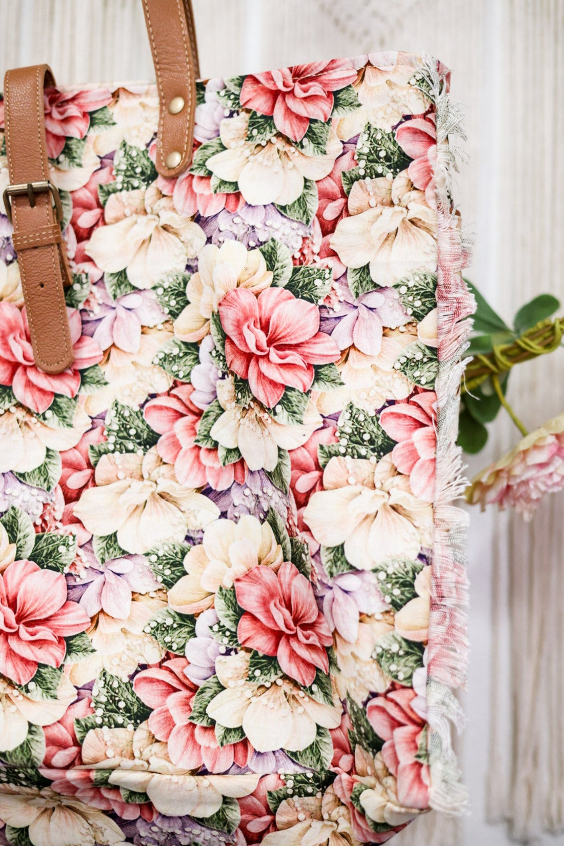 Meadow Crest Floral Canvas Weekender Bag - Whiskey Skies - MYRA BAGS