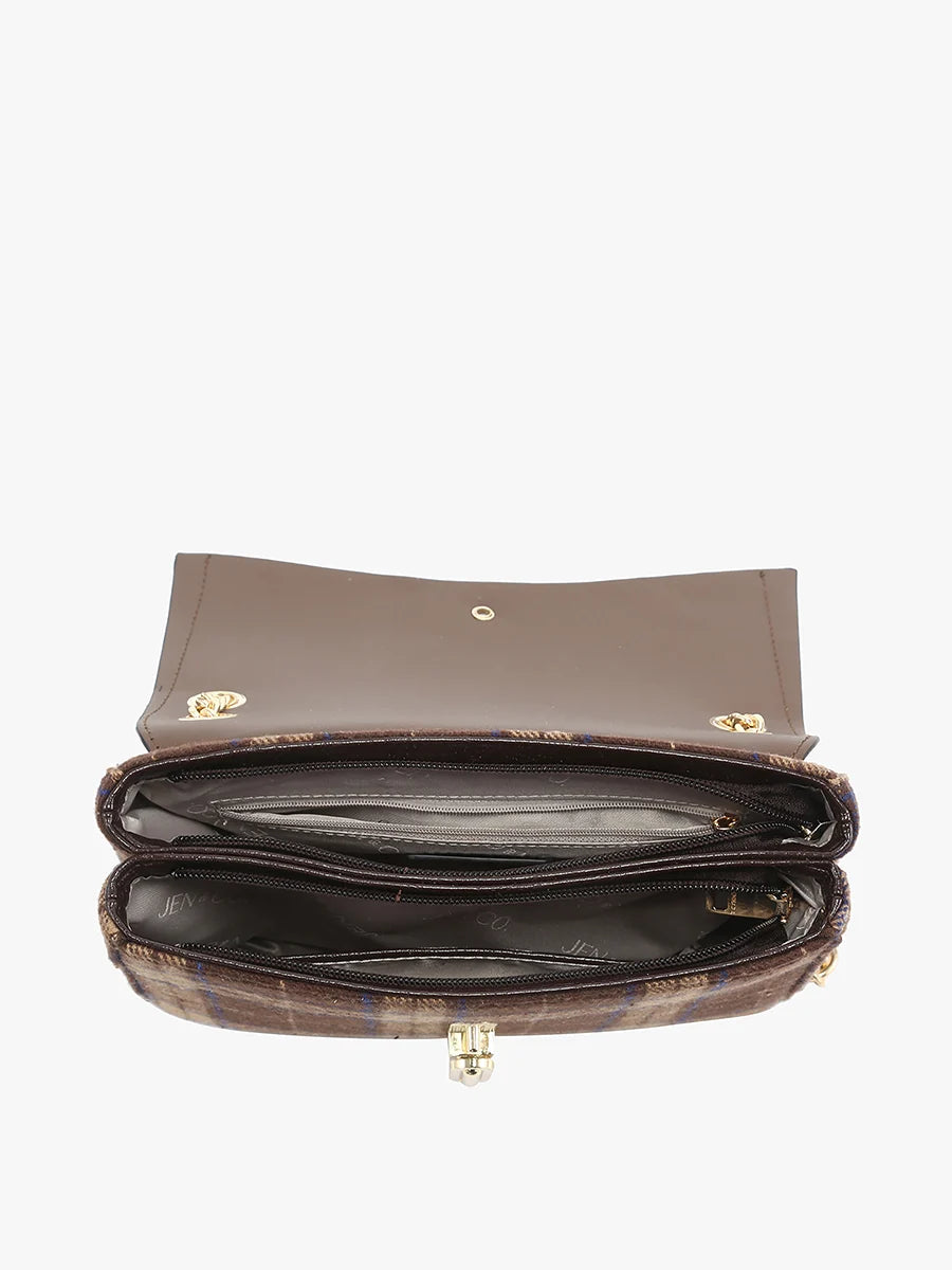 Plaid Shoulder Bag With Adjustable Chain Strap
