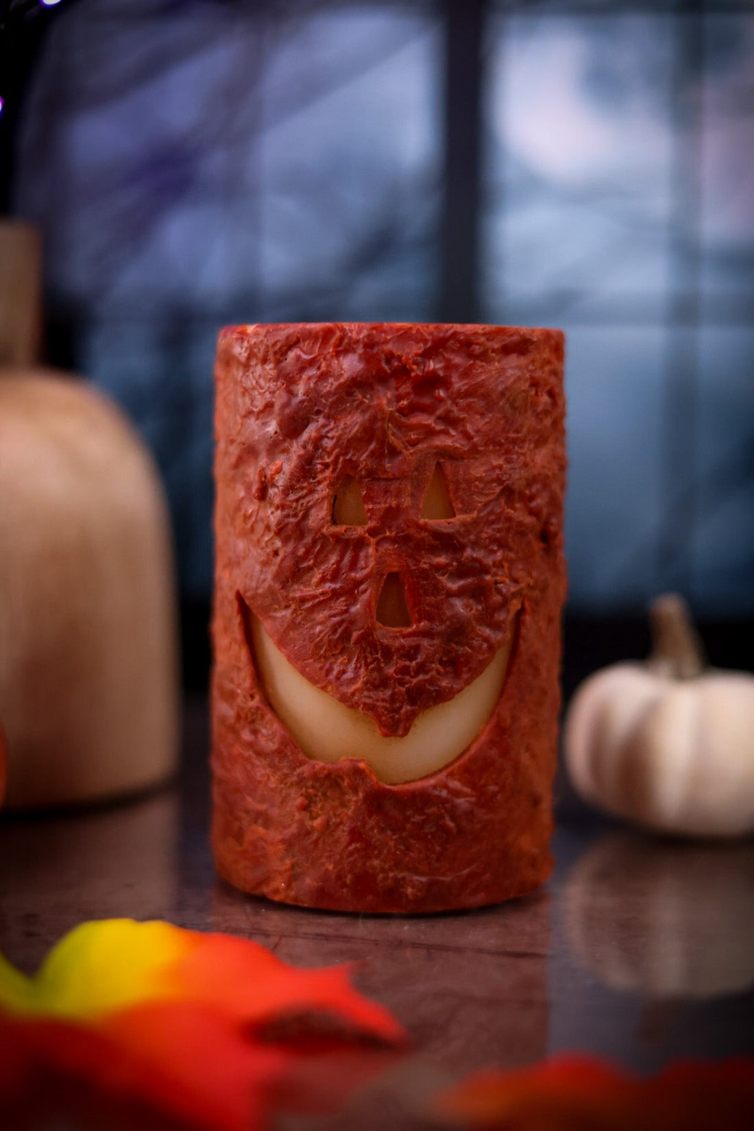 Medium Jack O'Lantern LED Pillar Candle - Whiskey Skies - WT COLLECTION