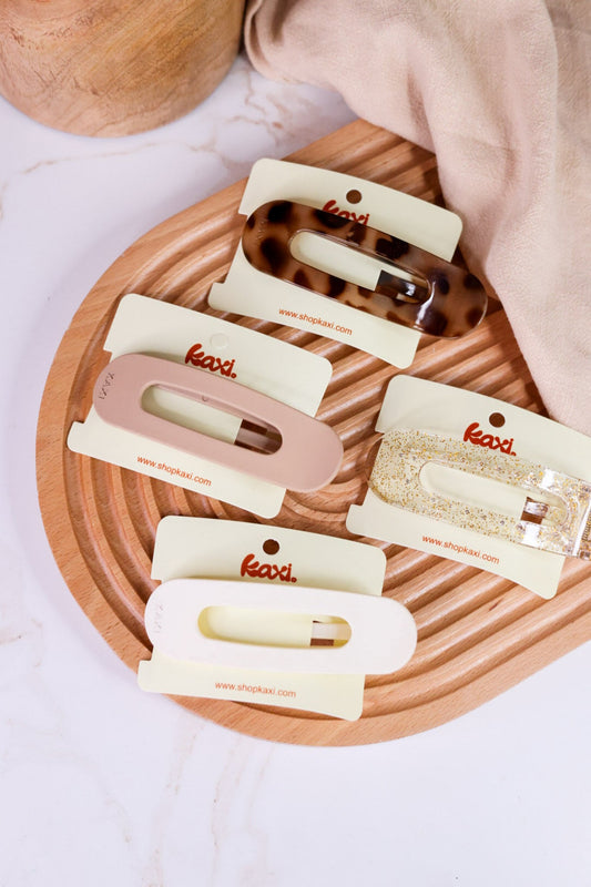 Medium Lay Flat Claw Clip (4 Colors) - Whiskey Skies - KAXI