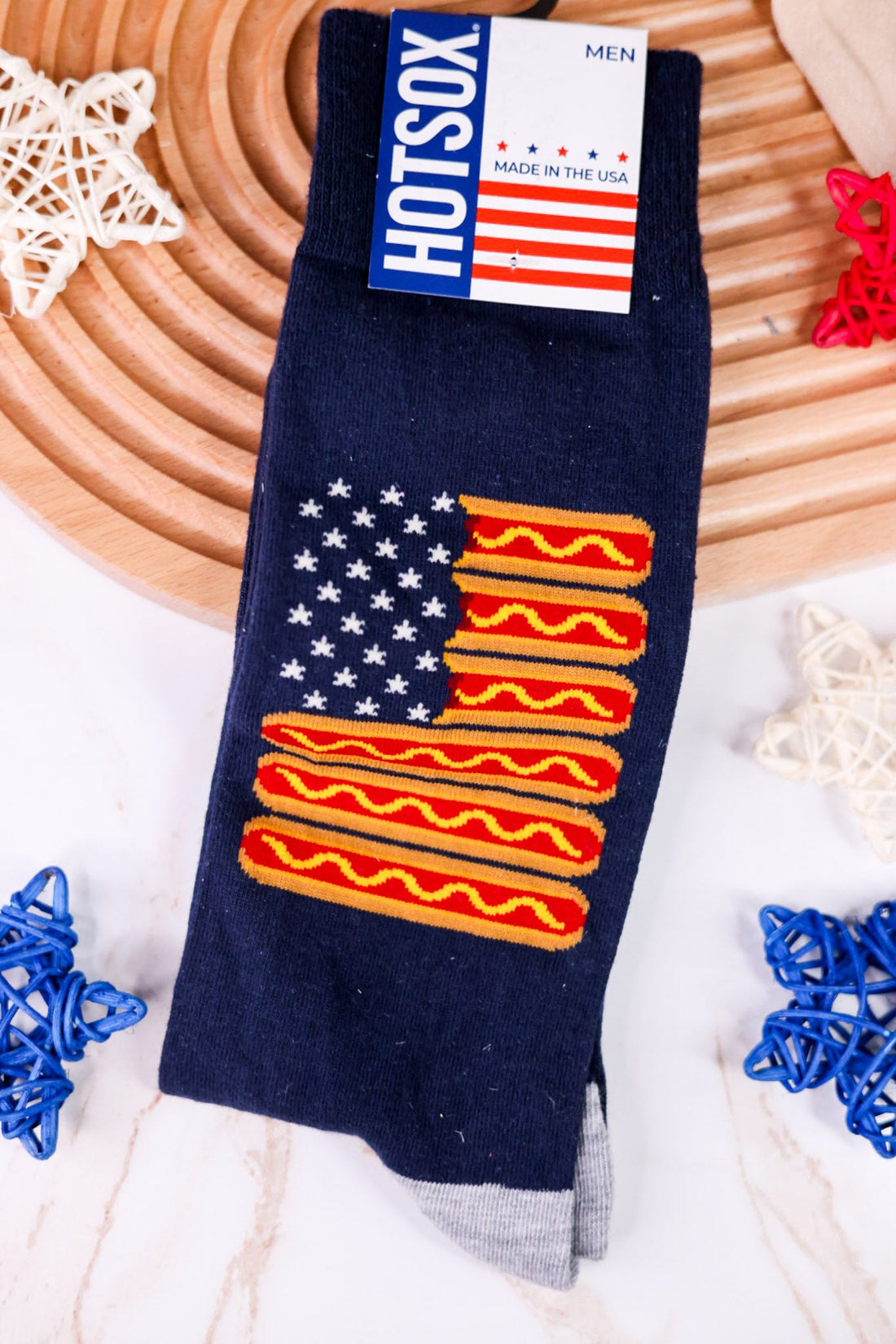 Men's American Hotdog Flag Crew Socks - Whiskey Skies - RENFRO SOCKS