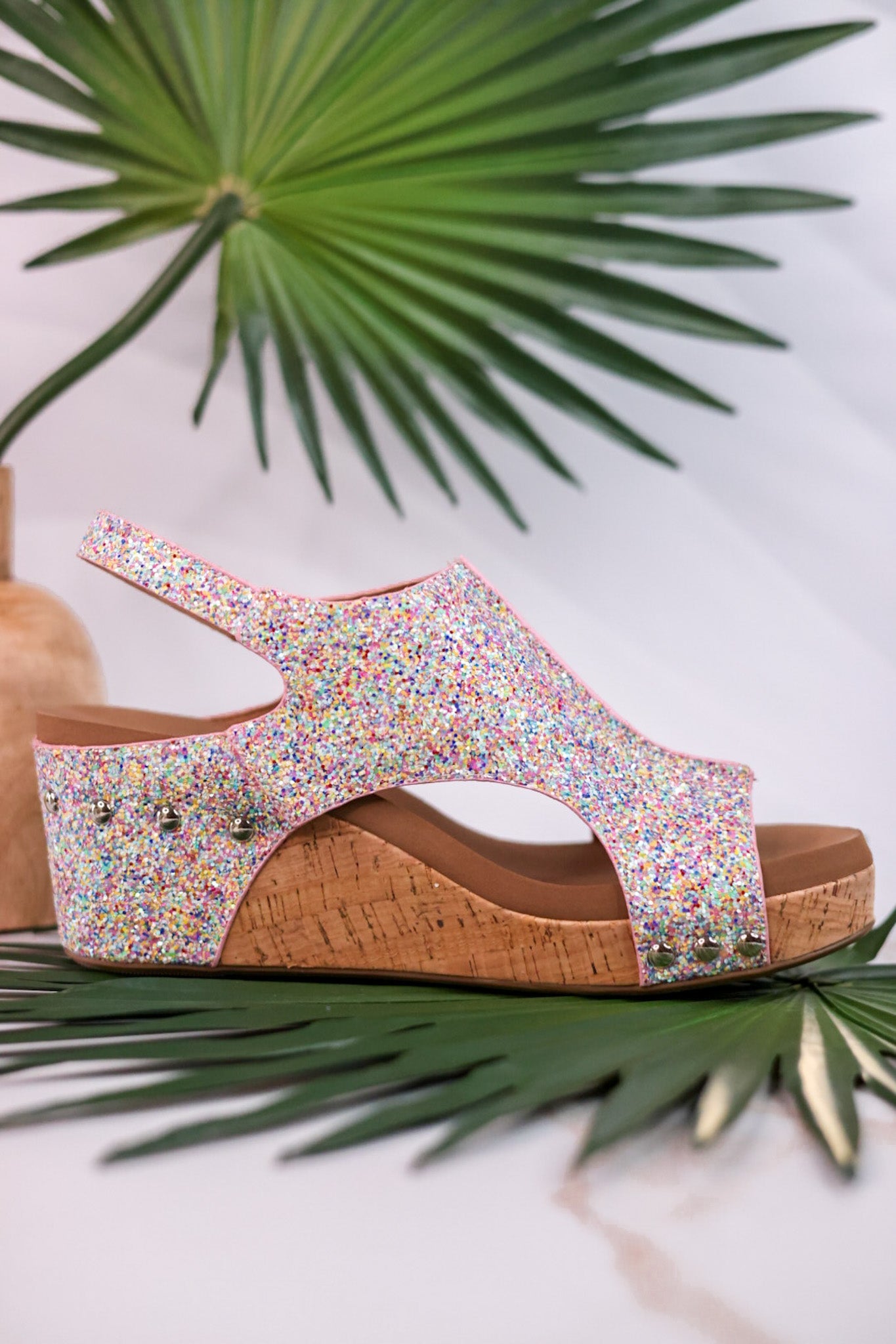 Mermaid Glitter Carley Wedges - Whiskey Skies