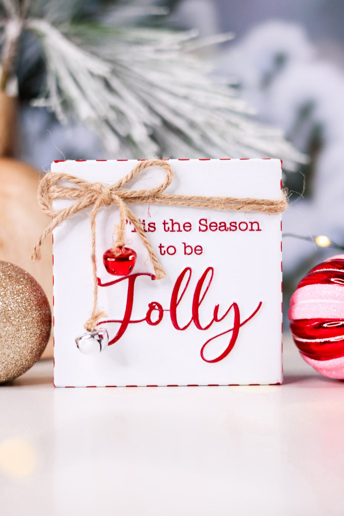 Merry Christmas & Jolly Metal Table Top Decorations - Whiskey Skies - MELROSE INTL