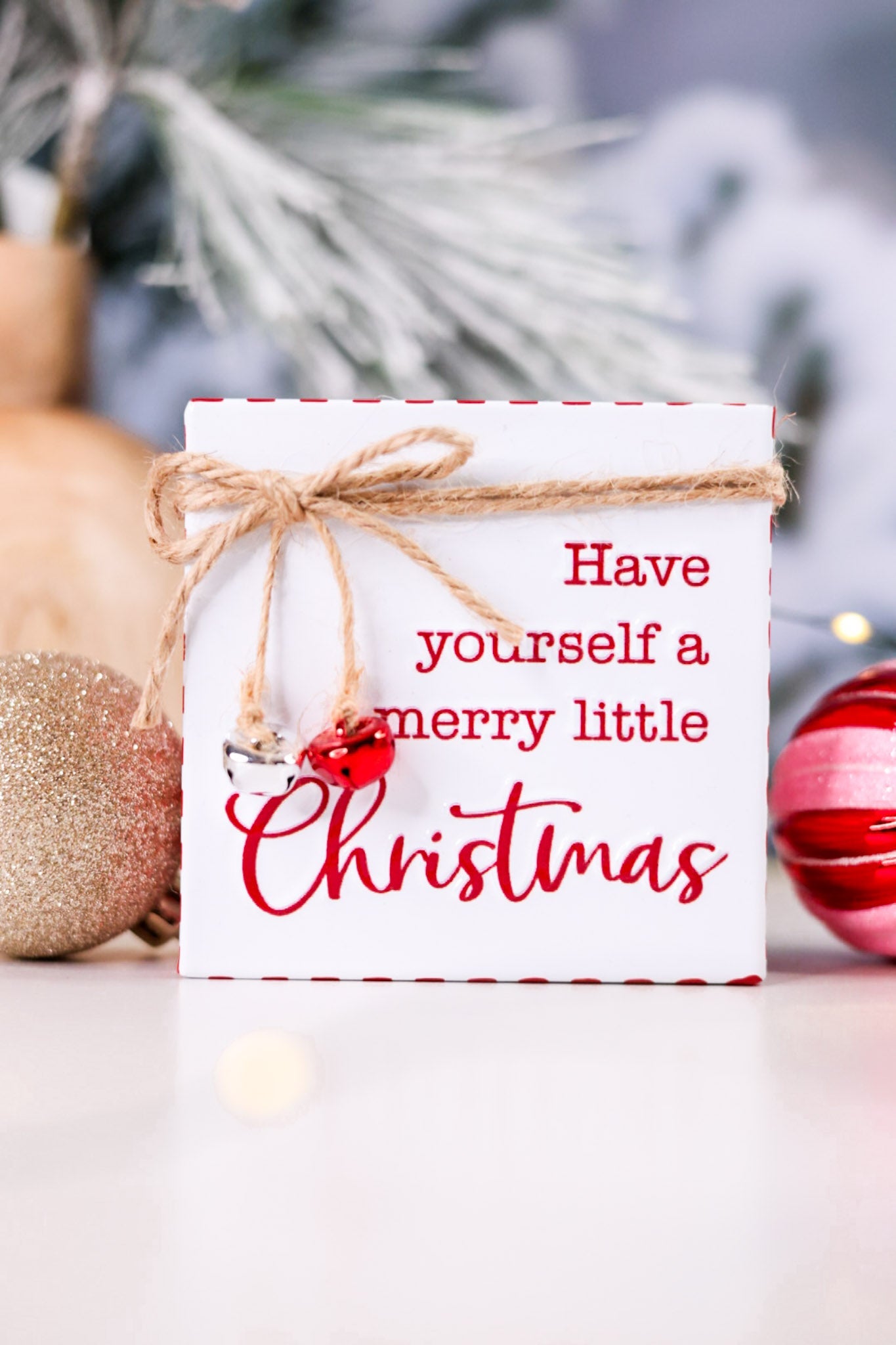 Merry Christmas & Jolly Metal Table Top Decorations - Whiskey Skies - MELROSE INTL