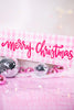 "Merry Christmas" Pink Gingham Sign - Whiskey Skies - RAZ IMPORTS