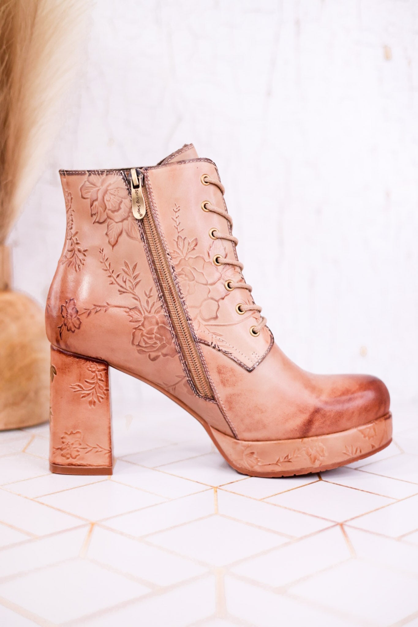 Messapica Beige Platform Boots - Whiskey Skies - SPRING FOOTWEAR