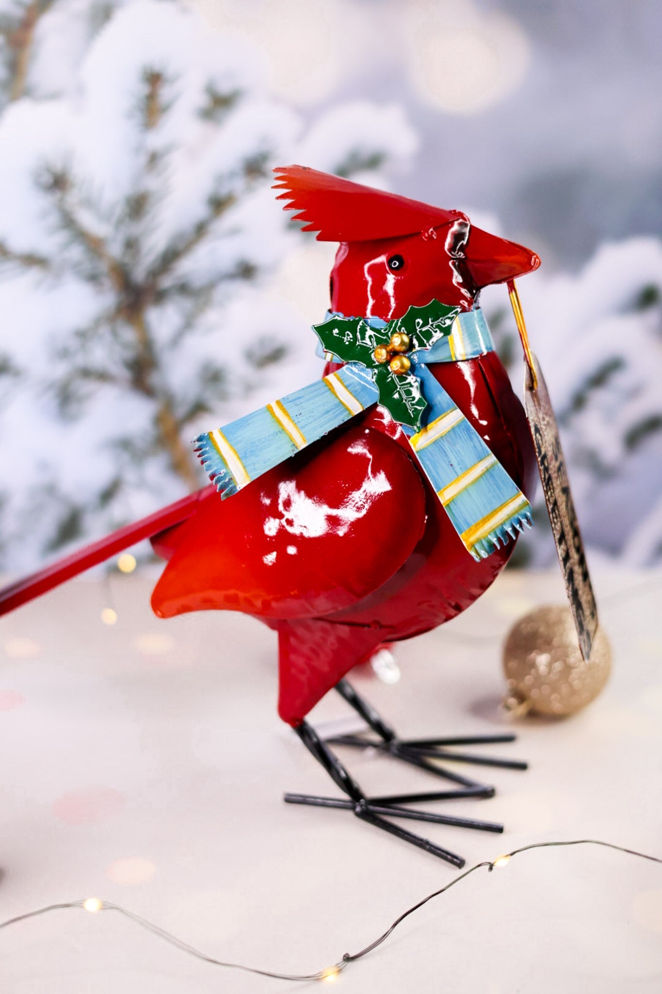 Metal Christmas Cardinal With Greetings (2 Styles) - Whiskey Skies - SPECIAL T IMPORTS INC