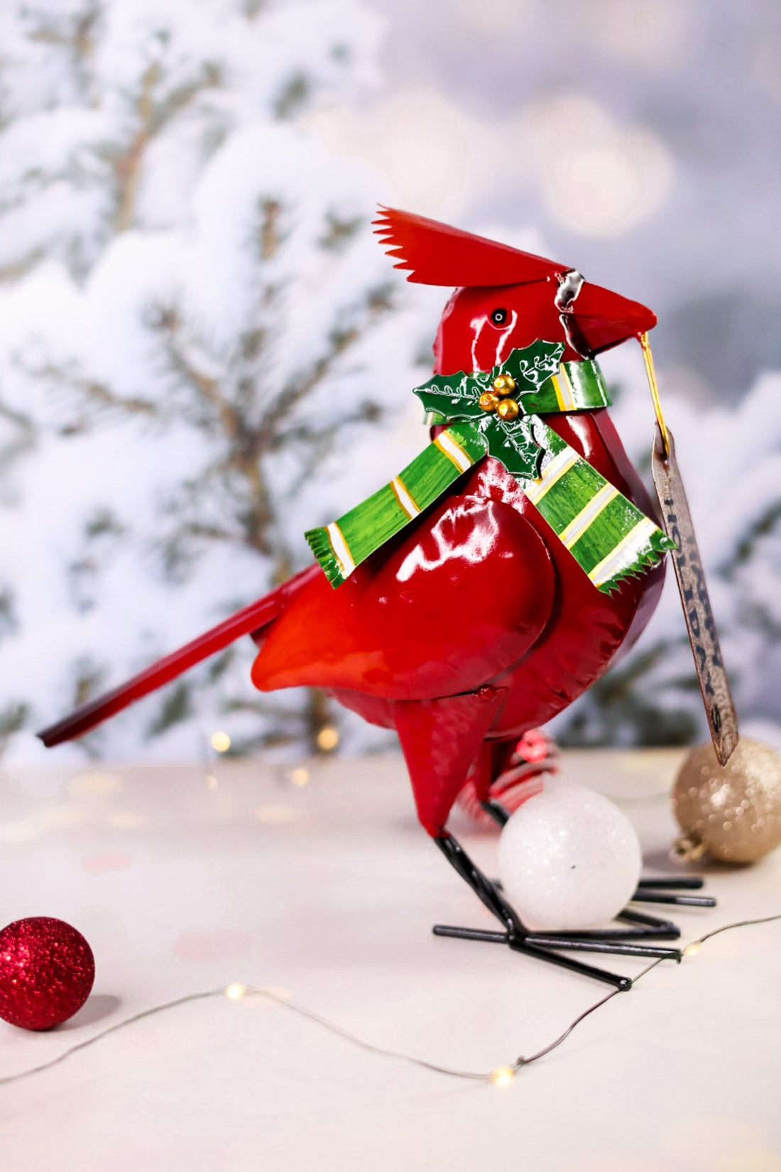 Metal Christmas Cardinal With Greetings (2 Styles) - Whiskey Skies - SPECIAL T IMPORTS INC