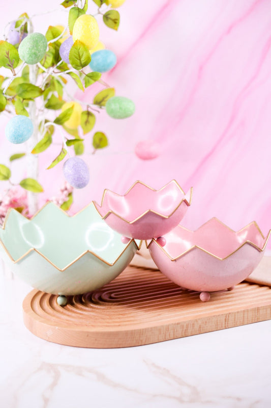 Metal Scalloped Easter Egg Bowls (3 Sizes) - Whiskey Skies - SPECIAL T IMPORTS INC