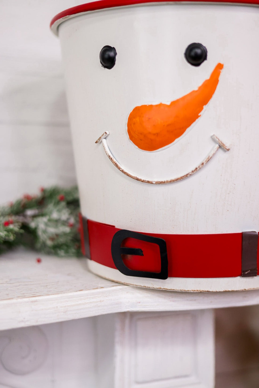 Metal White Snowman With Belt Buckets (2 Sizes) - Whiskey Skies - SPECIAL T IMPORTS INC