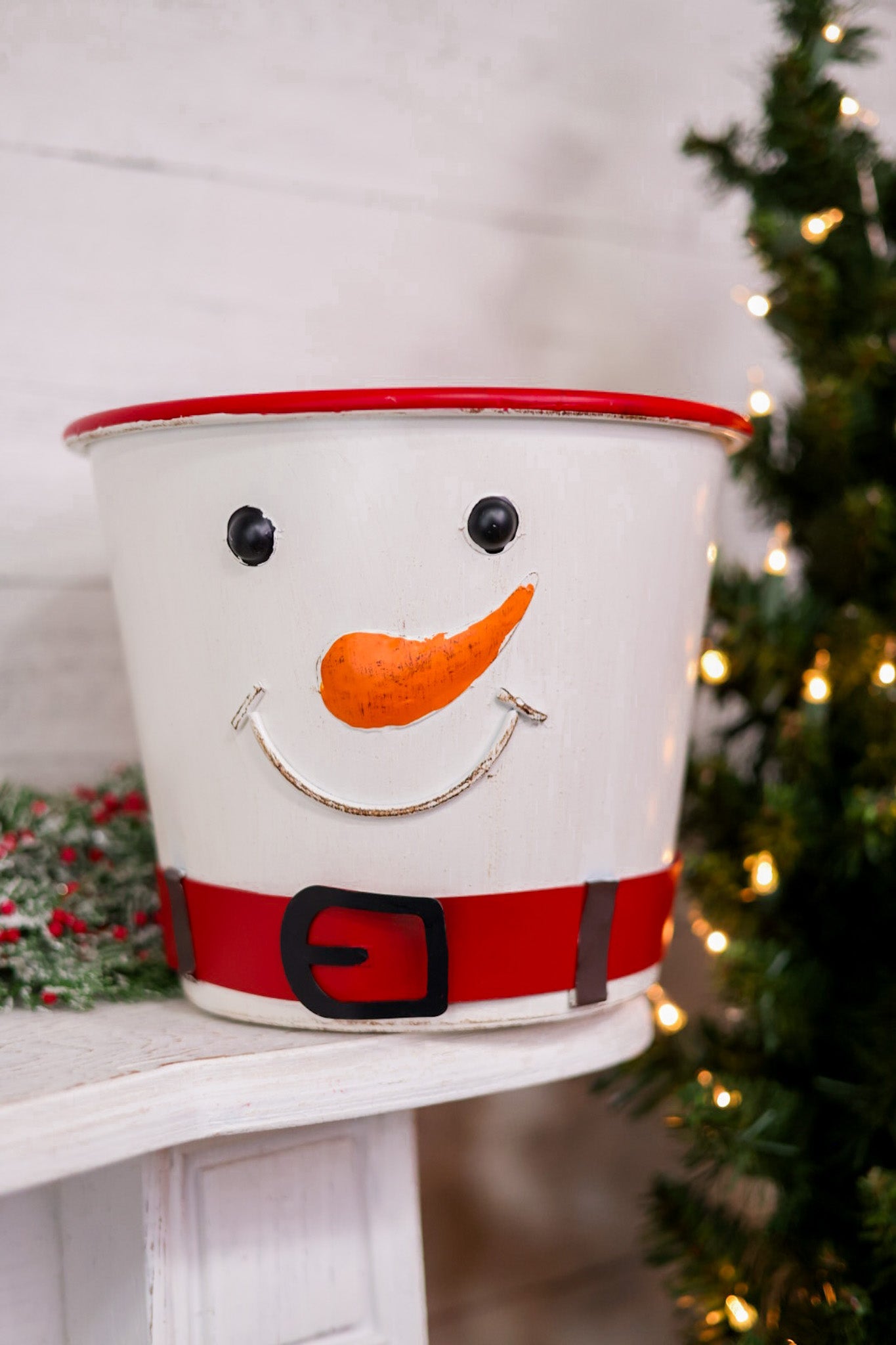 Metal White Snowman With Belt Buckets (2 Sizes) - Whiskey Skies - SPECIAL T IMPORTS INC