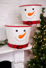 Metal White Snowman With Belt Buckets (2 Sizes) - Whiskey Skies - SPECIAL T IMPORTS INC