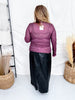 Metallic Hibiscus Pink Long Sleeve Mesh Layering Top - Whiskey Skies - DAVI & DANI
