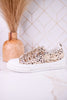 Metallic Leopard Print Aman Sneakers With Rhinestone Laces - Whiskey Skies - VERY G