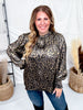 Metallic Leopard Print Blouse With Ruffled Accents - Whiskey Skies - ODDI