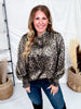 Metallic Leopard Print Blouse With Ruffled Accents - Whiskey Skies - ODDI