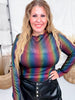 Metallic Rainbow Stripe Long Sleeve Mesh Top - Whiskey Skies - DAVI & DANI