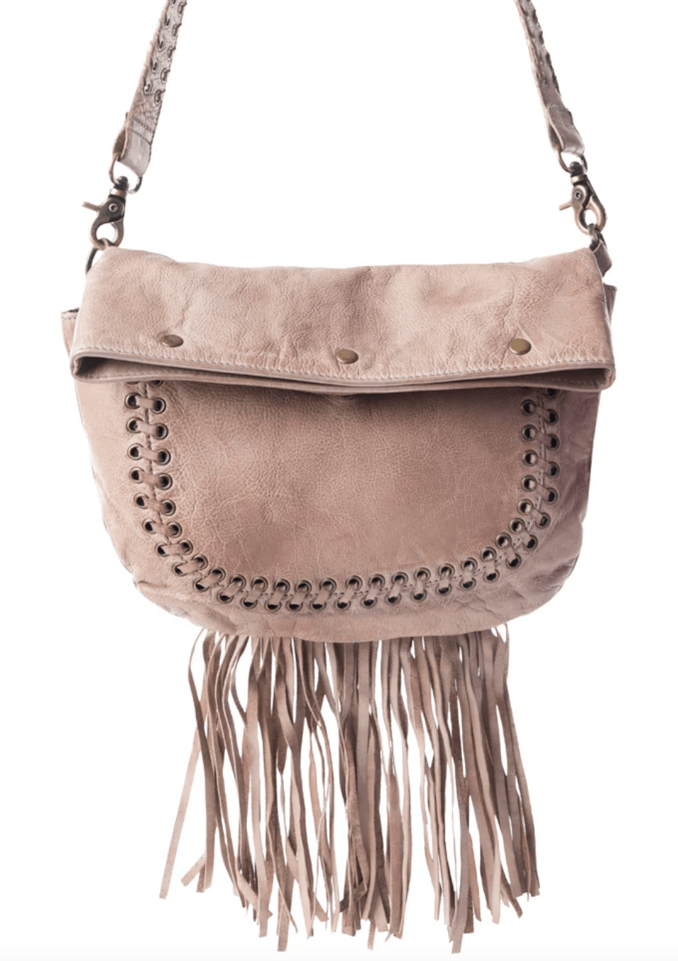 Mianda Fringe Shoulder Bag In Sand - Whiskey Skies - MYRA BAGS