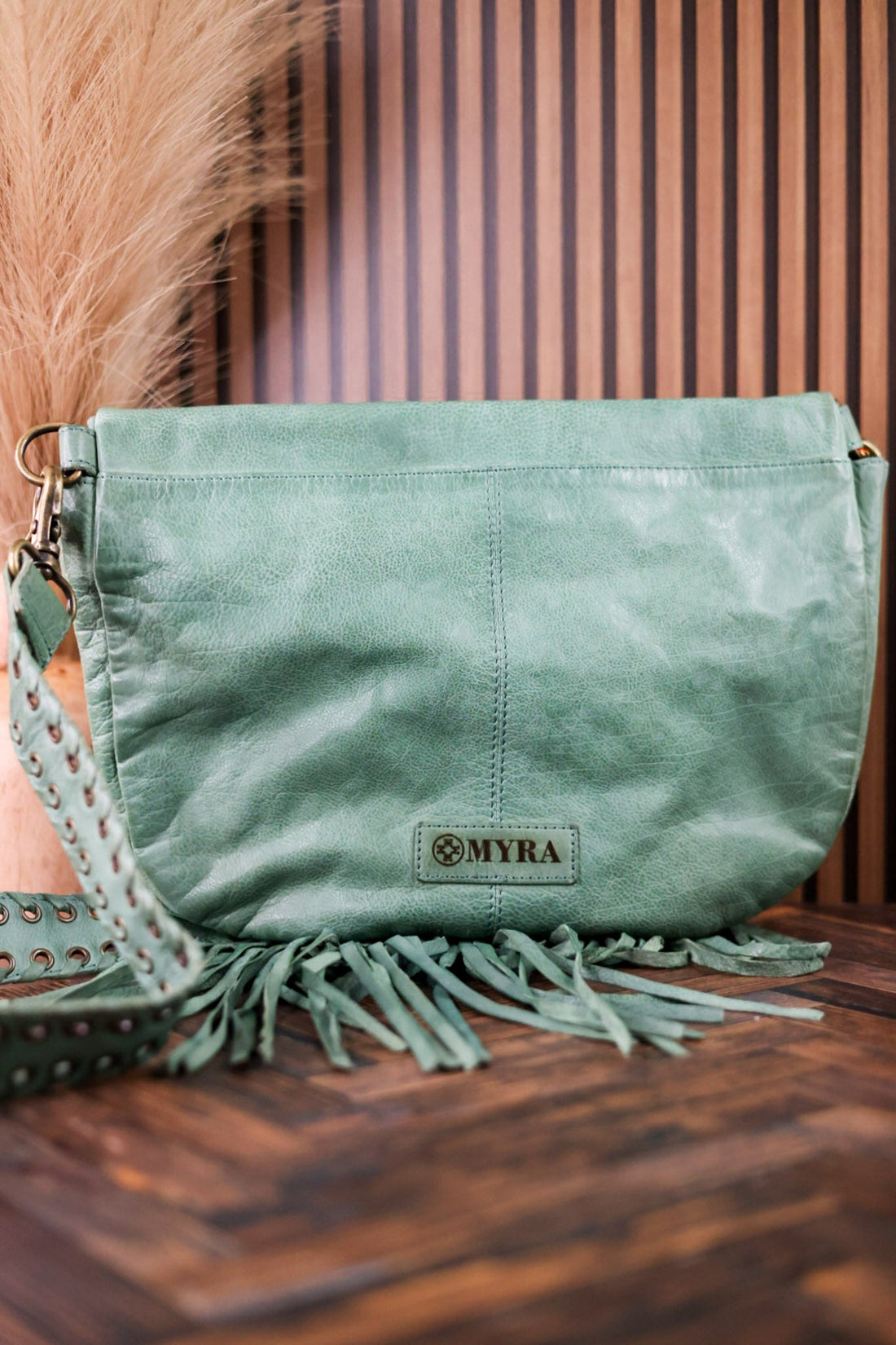 Mianda Green Fringe Shoulder Bag - Whiskey Skies - MYRA BAGS