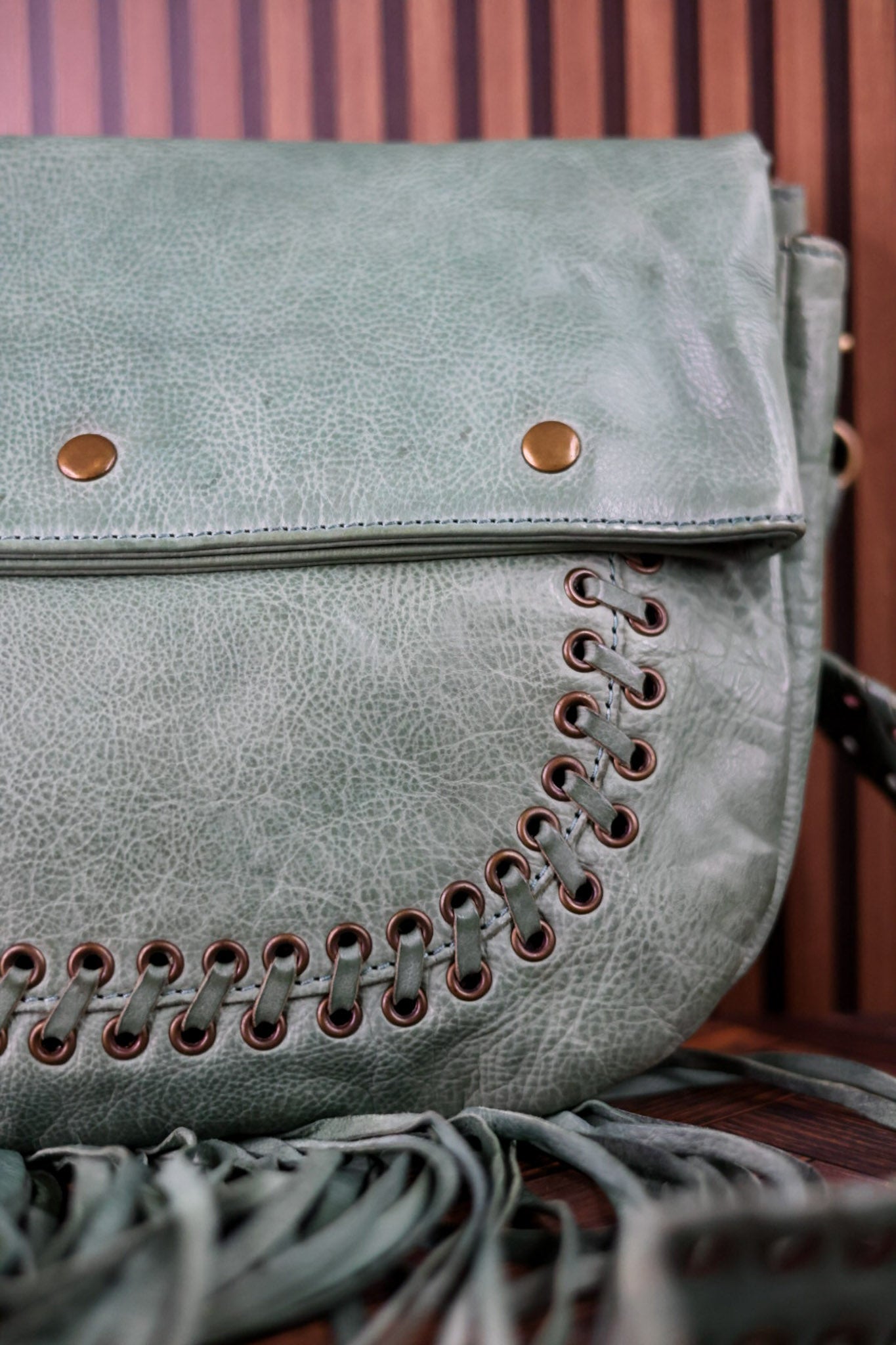 Mianda Green Fringe Shoulder Bag - Whiskey Skies - MYRA BAGS