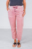 Mica Denim Rustic Pink High - Rise Jogger Crop - Whiskey Skies - MICA DENIM