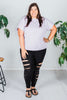 Mid Rise Laser Cut Leggings with Rhinestones - Whiskey Skies - VOCAL