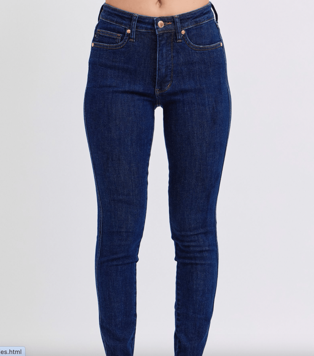 Mid - Rise Tummy Control Classic Skinny Jeans - Whiskey Skies - JUDY BLUE