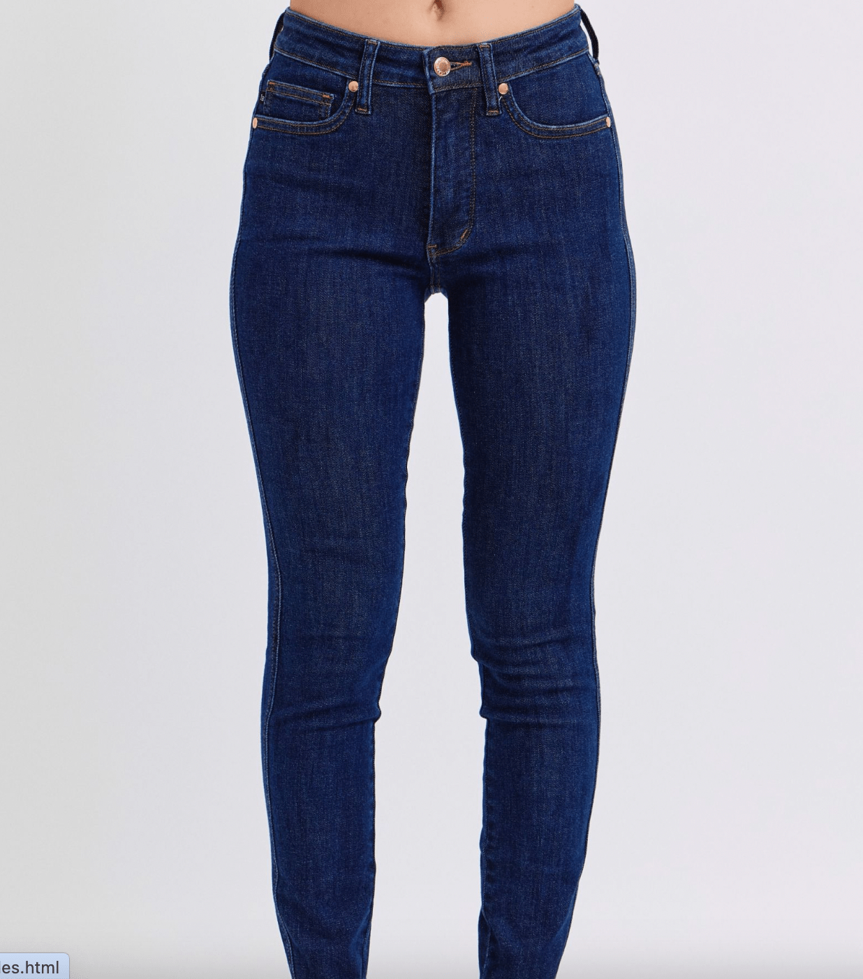 Mid - Rise Tummy Control Classic Skinny Jeans - Whiskey Skies - JUDY BLUE