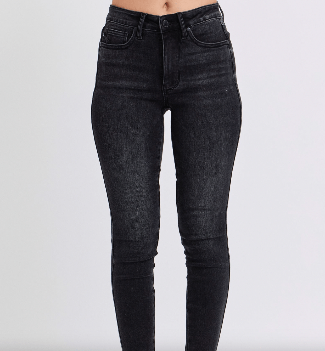 Mid - Rise Tummy Control Skinny Jeans - Whiskey Skies - JUDY BLUE