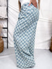 Mid Rise Wide Leg Checkered Denim Pants - Whiskey Skies - SWEET GENERIS