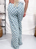 Mid Rise Wide Leg Checkered Denim Pants - Whiskey Skies - SWEET GENERIS