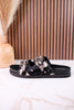 Midnight Grove Black & White Hairon Leather Sandals - Whiskey Skies - MYRA BAGS