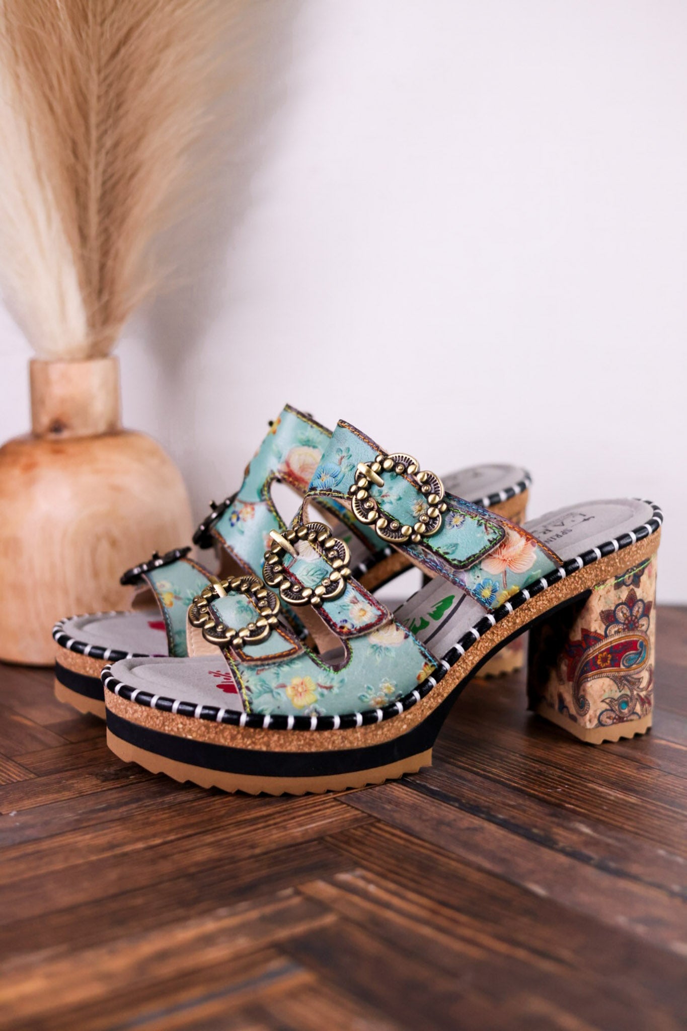 Mile Marker Turquoise Platform Heels - Whiskey Skies - SPRING FOOTWEAR