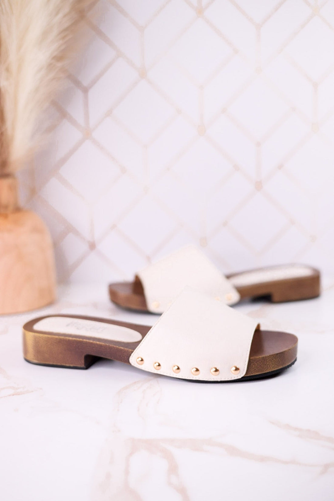 "Mind Your Business" Slip On Sandals In Ivory - Whiskey Skies - CORKYS FOOTWEAR