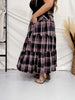 Mineral Wash Plaid Tiered Skirt - Whiskey Skies - OLI & HALI