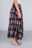 Mineral Wash Plaid Tiered Skirt - Whiskey Skies - OLI & HALI