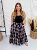 Mineral Wash Plaid Tiered Skirt - Whiskey Skies - OLI & HALI