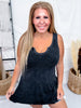 Mineral Washed Black Ribbed Tunic Tank Top With Side Slits - Whiskey Skies - STITCH & CO.