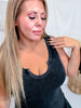 Mineral Washed Black Ribbed Tunic Tank Top With Side Slits - Whiskey Skies - STITCH & CO.
