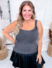 Mineral Washed Black Scoop Neck Tank Top - Whiskey Skies - WHITE BIRCH