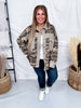 Mineral Washed Camo Waffle Knit Blocked Shacket - Whiskey Skies - DAVI & DANI