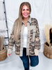 Mineral Washed Camo Waffle Knit Blocked Shacket - Whiskey Skies - DAVI & DANI
