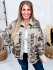 Mineral Washed Camo Waffle Knit Blocked Shacket - Whiskey Skies - DAVI & DANI