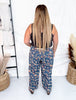 Mineral Washed Denim Pants With Ditsy Floral Print - Whiskey Skies - BIBI