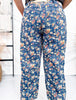 Mineral Washed Denim Pants With Ditsy Floral Print - Whiskey Skies - BIBI