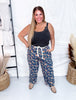 Mineral Washed Denim Pants With Ditsy Floral Print - Whiskey Skies - BIBI